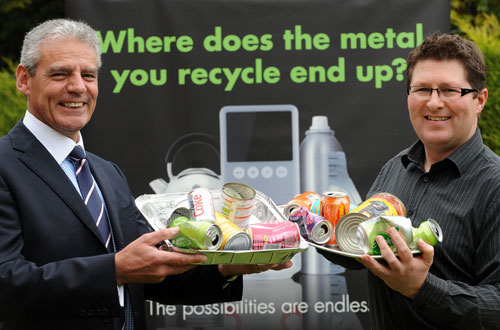 Photo of Norman Lett, UK Recycling Manager, Ball Packaging with Paul Vanston, Manager, Kent Resource
