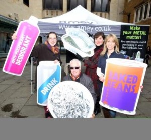 Metal Recycling: Northampton: Launch of campaign to get Northampton Borough residents to recycle even more metal - aerosols, metal containers, take-away trays, Saturday March 5, 2016